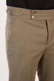 Erkek Haki Slim Fit İtalyan Kesim Yan Bel Toka Detaylı Klasik Pantolon 011 Model - Görsel 5