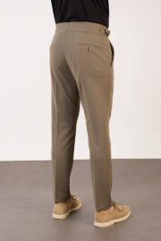 Erkek Haki Slim Fit İtalyan Kesim Yan Bel Toka Detaylı Klasik Pantolon 011 Model - Görsel 6