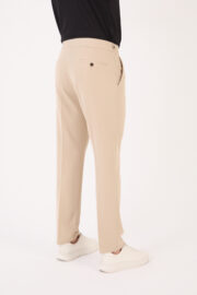 Erkek Bej Slim Fit İtalyan Kesim Kemer Detaylı Klasik Pantolon 012 Model - Görsel 7