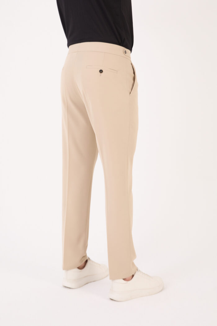 Erkek Bej Slim Fit İtalyan Kesim Kemer Detaylı Klasik Pantolon 012 Model - Görsel 7