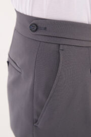 Erkek Gri Slim Fit İtalyan Kesim Kemer Detaylı Klasik Pantolon 012 Model - Görsel 5