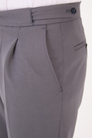 Erkek Gri Slim Fit İtalyan Kesim Kemer Detaylı Klasik Pantolon 012 Model - Görsel 6