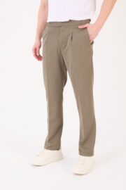 Erkek Haki Slim Fit İtalyan Kesim Kemer Detaylı Pantolon 012 Model - Görsel 2