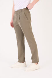 Erkek Haki Slim Fit İtalyan Kesim Kemer Detaylı Pantolon 012 Model - Görsel 3