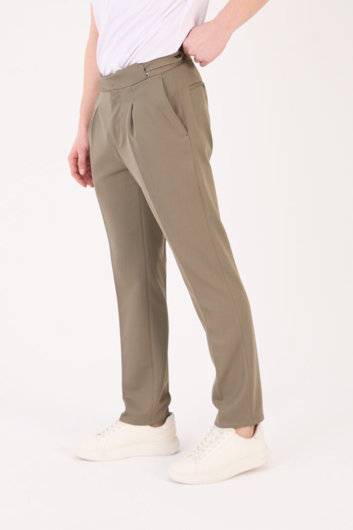 Erkek Haki Slim Fit İtalyan Kesim Kemer Detaylı Pantolon 012 Model - Görsel 3