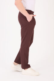 Erkek Kahve Slim Fit İtalyan Kesim Kemer Detaylı Pantolon 012 Model - Görsel 3