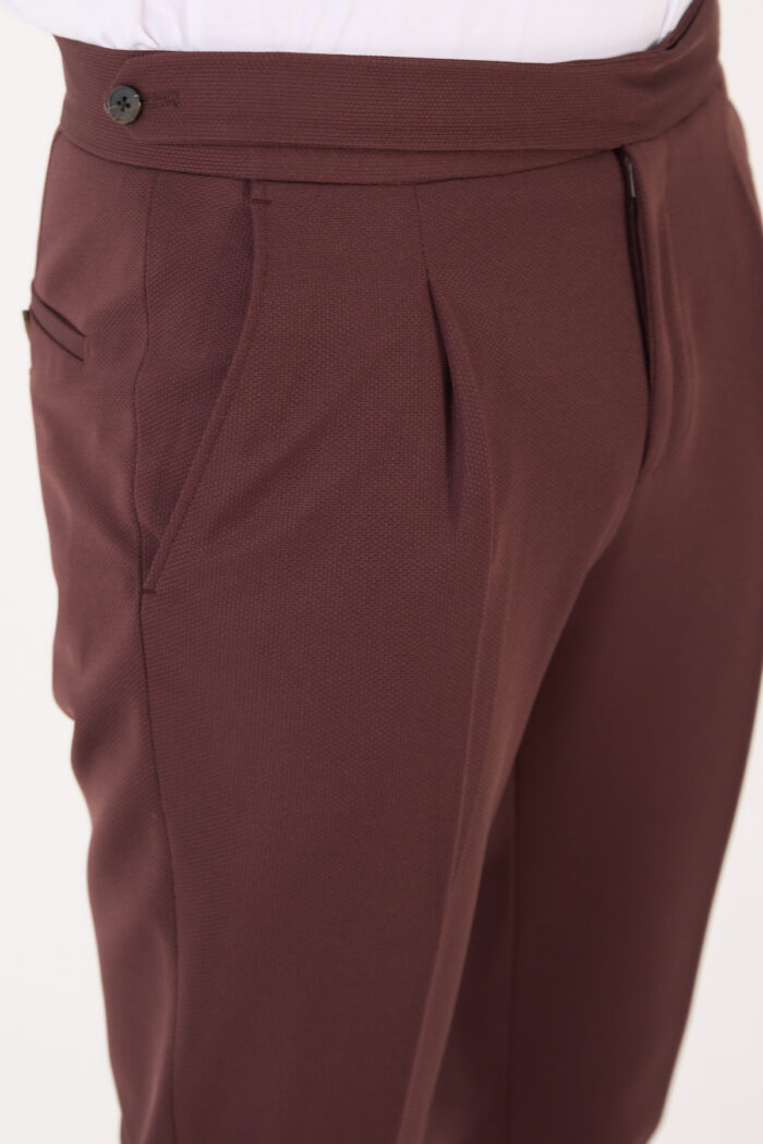 Erkek Kahve Slim Fit İtalyan Kesim Kemer Detaylı Pantolon 012 Model - Görsel 4