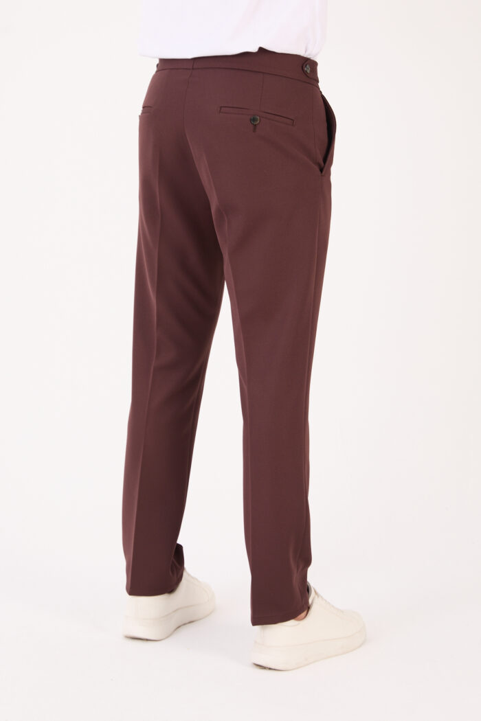 Erkek Kahve Slim Fit İtalyan Kesim Kemer Detaylı Pantolon 012 Model - Görsel 5