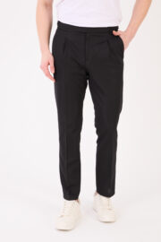 Erkek Siyah Slim Fit İtalyan Kesim Kemer Detaylı Klasik Pantolon 012 Model - Görsel 2