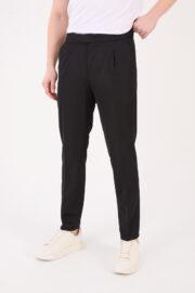 Erkek Siyah Slim Fit İtalyan Kesim Kemer Detaylı Klasik Pantolon 012 Model - Görsel 3