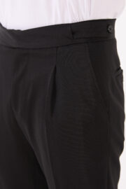 Erkek Siyah Slim Fit İtalyan Kesim Kemer Detaylı Klasik Pantolon 012 Model - Görsel 6
