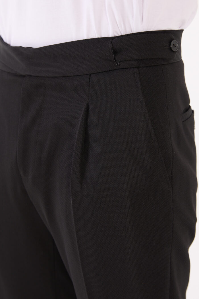 Erkek Siyah Slim Fit İtalyan Kesim Kemer Detaylı Klasik Pantolon 012 Model - Görsel 6