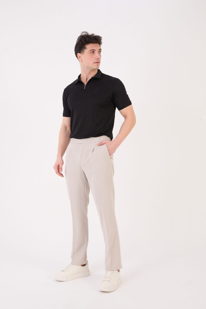 012taş1 Erkek Taş Slim Fit İtalyan Kesim Kemer Detaylı Pantolon 012 Model - Görsel 1