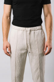 Erkek Krem Jogger Pantolon Bel Lastikli Bağcıklı Rahat Kalıp 01 Model - Görsel 4