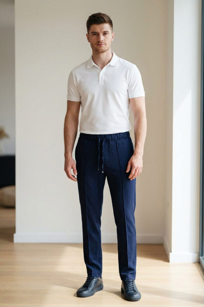 Erkek Lacivert Jogger Pantolon Bel Lastikli Bağcıklı Rahat Kalıp 01 Model - Görsel 6