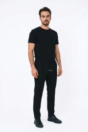 Erkek Siyah Jogger Pantolon Bel Lastikli Bağcıklı Rahat Kalıp 01 Model - Görsel 2