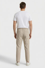 Erkek Bej Slim Fit Bel Lastikli Bağcıklı Pantolon 025 Model - Görsel 3