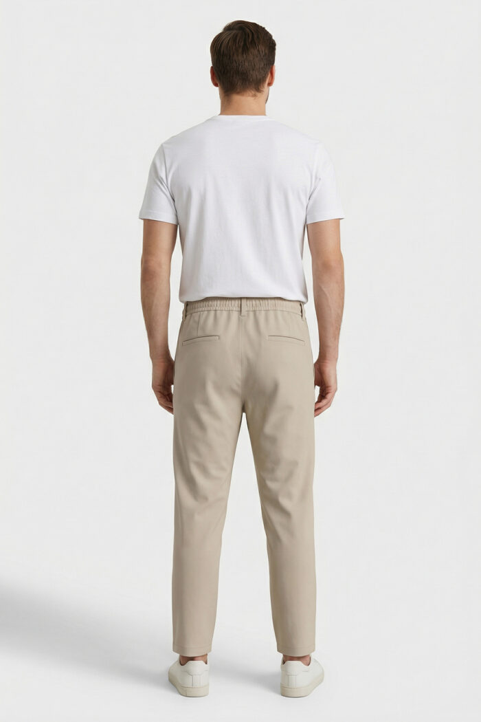 Erkek Bej Slim Fit Bel Lastikli Bağcıklı Pantolon 025 Model - Görsel 3