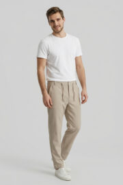 Erkek Bej Slim Fit Bel Lastikli Bağcıklı Pantolon 025 Model - Görsel 7