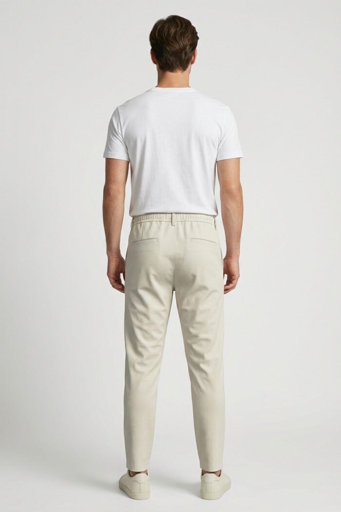 Erkek Ekru Slim Fit Bel Lastikli Bağcıklı Pantolon 025 Model - Görsel 2