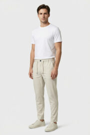 Erkek Ekru Slim Fit Bel Lastikli Bağcıklı Pantolon 025 Model - Görsel 4