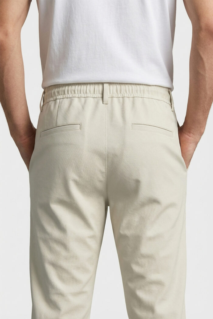 Erkek Ekru Slim Fit Bel Lastikli Bağcıklı Pantolon 025 Model - Görsel 6