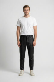 Erkek Siyah Slim Fit Bel Lastikli Bağcıklı Pantolon 025 Model