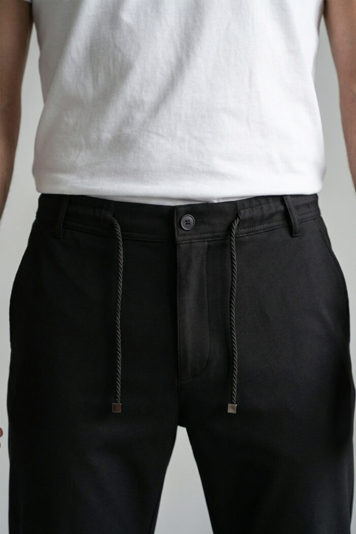 Erkek Siyah Slim Fit Bel Lastikli Bağcıklı Pantolon 025 Model - Görsel 4