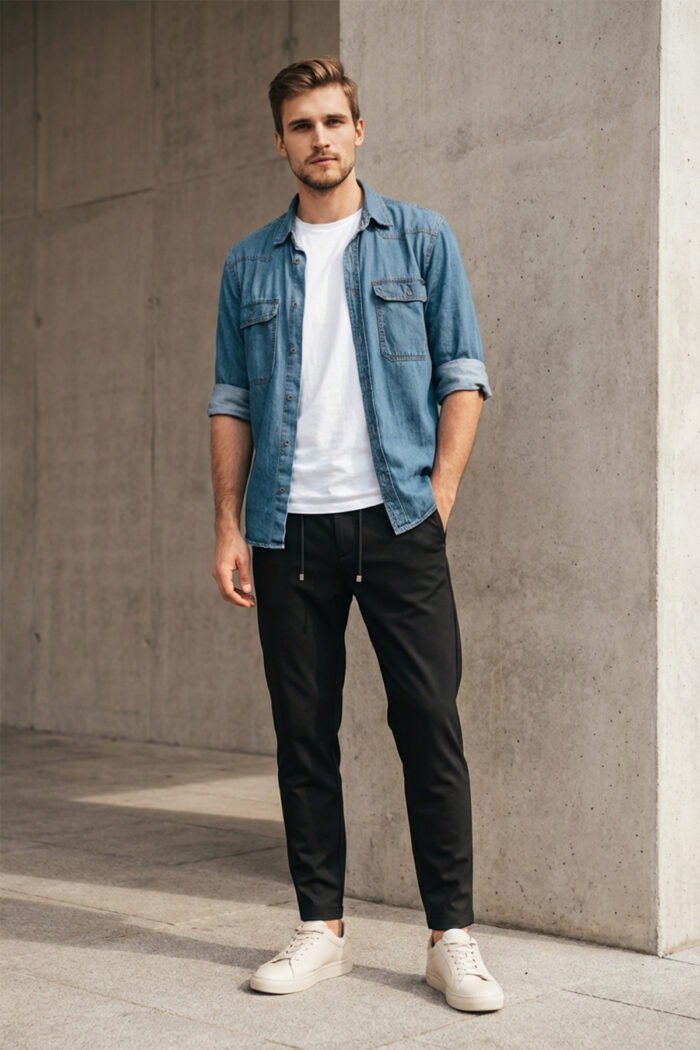 Erkek Siyah Slim Fit Bel Lastikli Bağcıklı Pantolon 025 Model - Görsel 6