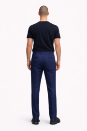 Erkek Lacivert Çizgili Dokuma Fit Casual Pantolon 02 Model - Görsel 2