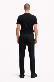 Erkek Siyah Çizgili Dokuma Fit Casual Pantolon 02 Model - Görsel 2