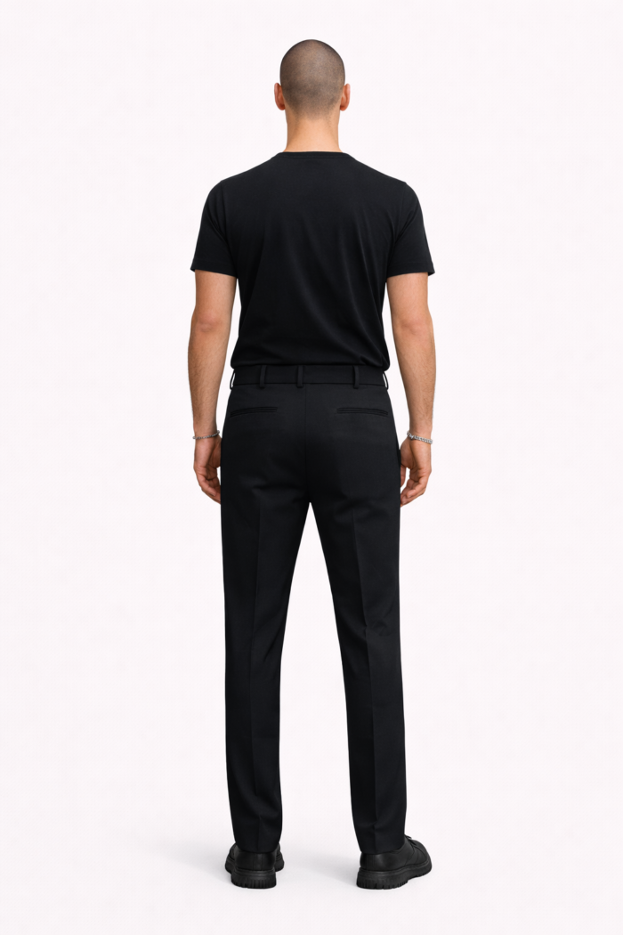 Erkek Siyah Çizgili Dokuma Fit Casual Pantolon 02 Model - Görsel 2