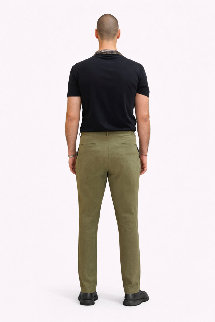 Erkek Haki Pileli Yarı Şalvar Modal Kumaş Yan Bel Lastikli Metal Düğmeli Pantolon 03 Model - Görsel 2