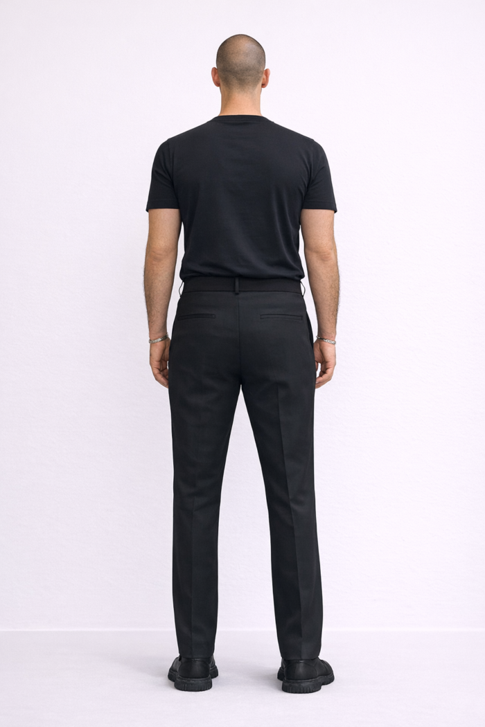 Erkek Siyah Pileli Yarı Şalvar Modal Kumaş Yan Bel Lastikli Metal Düğmeli Pantolon 03 Model - Görsel 2