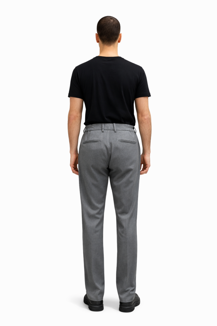 Erkek Gri Bel Lastikli Pile Detaylı Klasik Pantolon 04 Model - Görsel 2