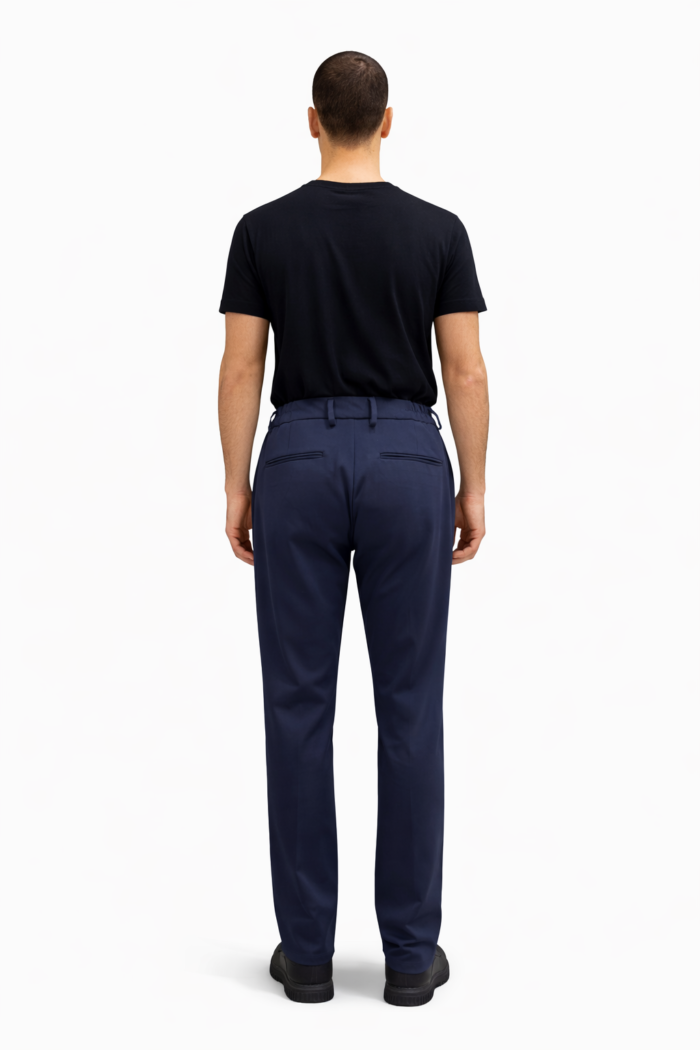 Erkek Lacivert Bel Lastikli Pile Detaylı Klasik Pantolon 04 Model - Görsel 2