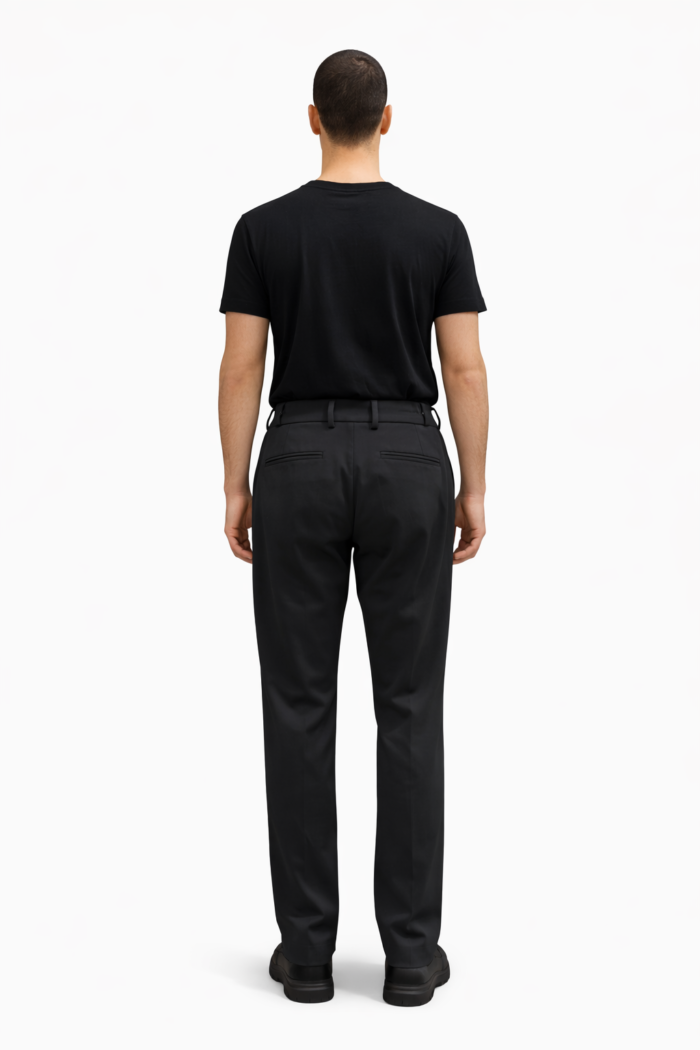 Erkek Siyah Bel Lastikli Pile Detaylı Klasik Pantolon 04 Model - Görsel 2