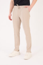 Erkek Bej Jogger Pantolon Bel Lastikli Bağcıklı Ön Dikiş Detaylı 05 Model - Görsel 4