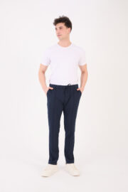 Erkek Lacivert Jogger Pantolon Bel Lastikli Bağcıklı Ön Dikiş Detaylı 05 Model