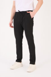 Erkek Siyah Jogger Pantolon Bel Lastikli Bağcıklı Ön Dikiş Detaylı 05 Model - Görsel 3