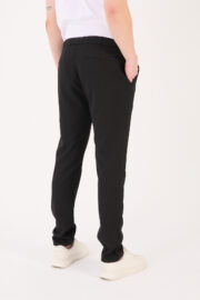 Erkek Siyah Jogger Pantolon Bel Lastikli Bağcıklı Ön Dikiş Detaylı 05 Model - Görsel 5