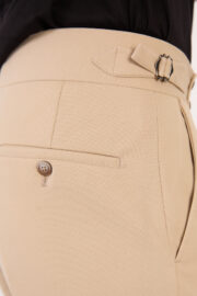 Erkek Bej Slim Fit İtalyan Kesim Yan Bel Toka Detaylı Klasik Pantolon 011 Model - Görsel 7
