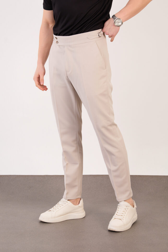 Erkek Taş Slim Fit İtalyan Kesim Yan Bel Toka Detaylı Pantolon 011 Model - Görsel 3