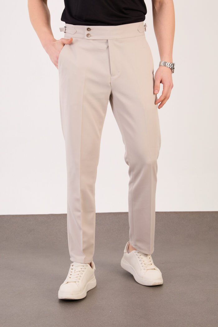 Erkek Taş Slim Fit İtalyan Kesim Yan Bel Toka Detaylı Pantolon 011 Model - Görsel 6