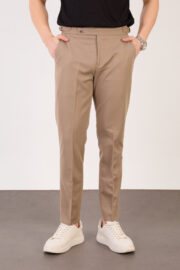 Erkek Vizon Slim Fit İtalyan Kesim Yan Bel Toka Detaylı Pantolon 011 Model - Görsel 2