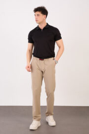 Erkek Bej Paraşüt Pantolon Bel Lastikli Kuşaklı Rahat Spor 06 Model