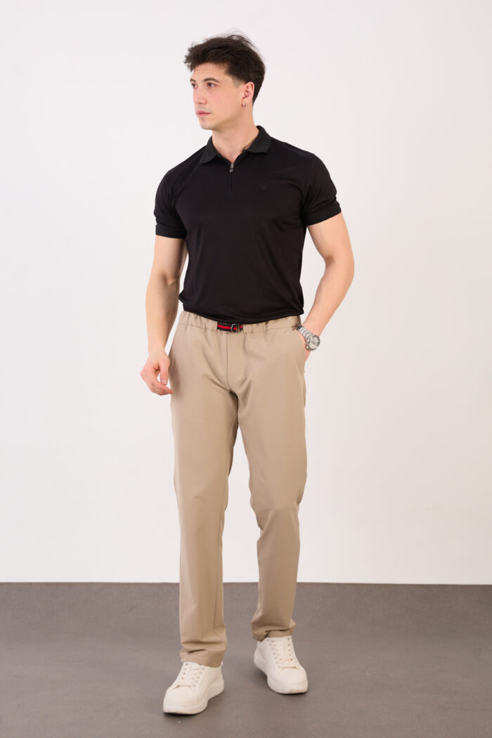 IMGL1298 Erkek Bej Paraşüt Pantolon Bel Lastikli Kuşaklı Rahat Spor 06 Model - Görsel 1