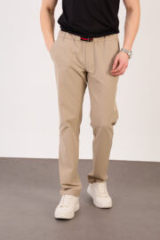 Erkek Bej Paraşüt Pantolon Bel Lastikli Kuşaklı Rahat Spor 06 Model - Görsel 2