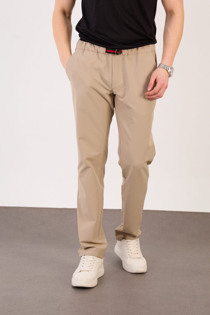 Erkek Bej Paraşüt Pantolon Bel Lastikli Kuşaklı Rahat Spor 06 Model - Görsel 2