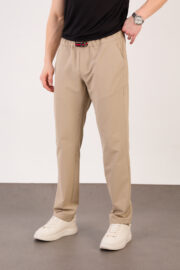 Erkek Bej Paraşüt Pantolon Bel Lastikli Kuşaklı Rahat Spor 06 Model - Görsel 3